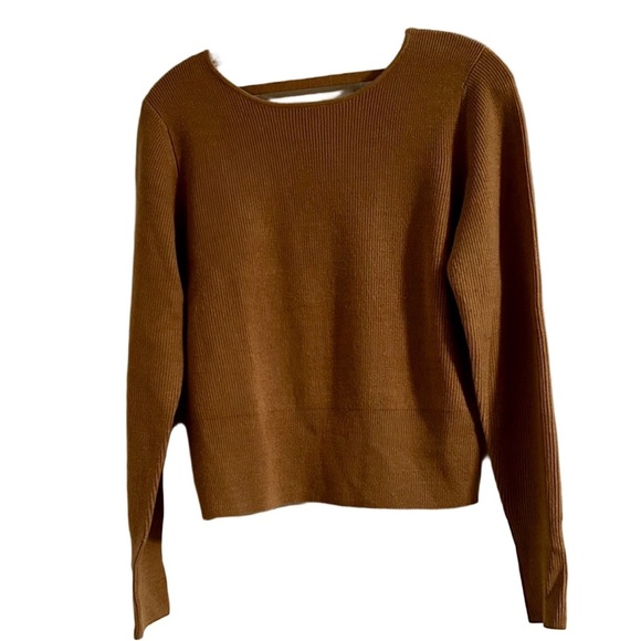 French Connection Sweaters - French Connection Ribbed Knit Scoop Back Sweater Caramel Women’s S